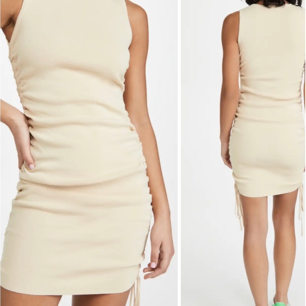 Ruched beige dress